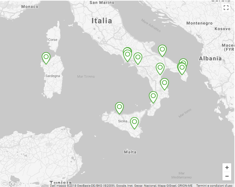 Nella mappa, i 14 beni selezionati