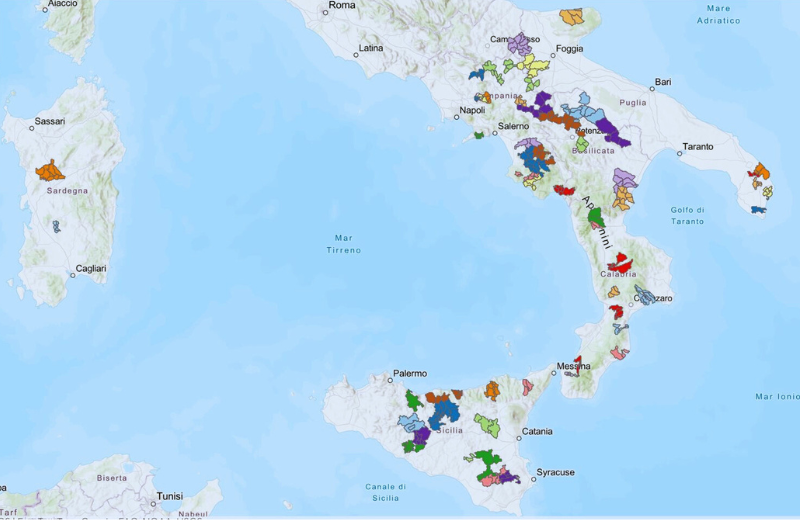mappa progetti Sud Italia
